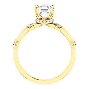 Cubic Zirconia Engagement Ring- The Jayla (Customizable Asscher Cut Style with Under-Halo & Horizontal Band Accents)