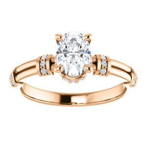 CZ Wedding Set, featuring The Jayla engagement ring (Customizable Oval Cut Style with Under-Halo & Horizontal Band Accents)