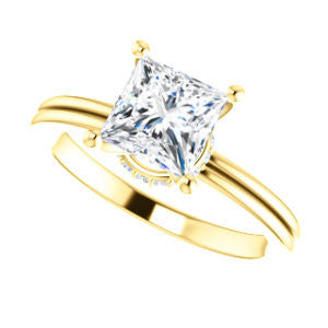 Cubic Zirconia Engagement Ring- The Leslie (Customizable Princess Cut Setting with Under-Halo Trellis)
