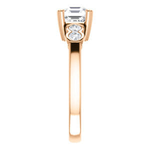 Cubic Zirconia Engagement Ring- The Yucsin (Customizable Asscher Cut Five-stone Design with Round Bezel Accents)