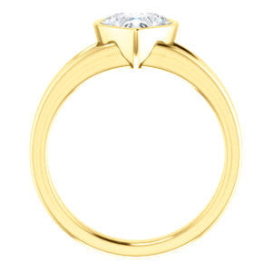 Cubic Zirconia Engagement Ring- The Bernadine (Customizable Bezel-set Heart Cut with V-Split Band)