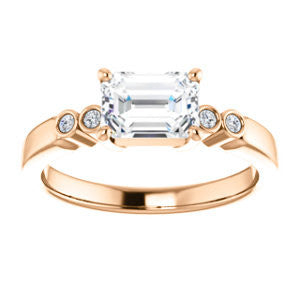 Cubic Zirconia Engagement Ring- The Luzella (Customizable 5-stone Design with Radiant Cut Center and Round Bezel Accents)
