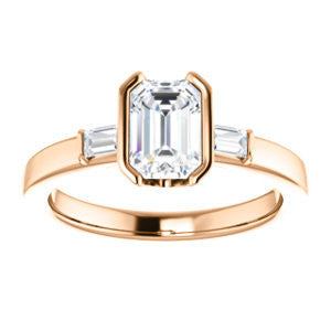 Cubic Zirconia Engagement Ring- The Stephanie (Customizable Bezel-set Radiant Cut 3-stone with Baguette Accents)