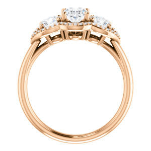 Cubic Zirconia Engagement Ring- The Camila (Customizable Oval Cut Enhanced 3-stone Design with Halos)