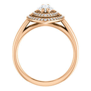 Cubic Zirconia Engagement Ring- The Brielle (Customizable Marquise Cut Cathedral Double-Halo with Curved Split-Band)
