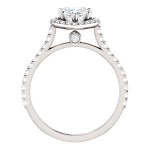Cubic Zirconia Engagement Ring- The Bailey (Customizable Cathedral-set Heart Cut Design with Halo, Thin Pavé Band and Floating Peekaboo)
