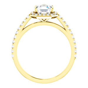 Cubic Zirconia Engagement Ring- The Monique (Customizable Asscher Cut Cathedral-Halo with Thin Pave-Band)
