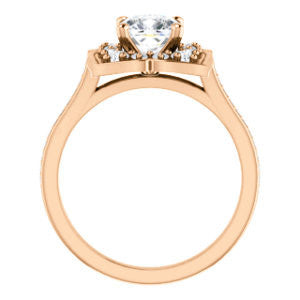 Cubic Zirconia Engagement Ring- The Lucinda (Customizable Cushion Cut Halo-Clover Style with Thin Pavé Band)