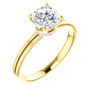 Cubic Zirconia Engagement Ring- The Leslie (Customizable Round Cut Setting with Under-Halo Trellis)