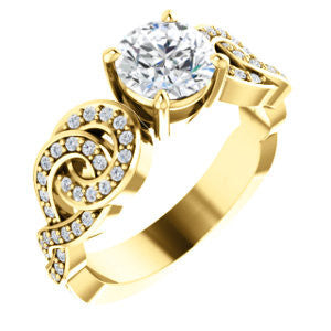 Cubic Zirconia Engagement Ring- The Myra (Customizable Round Cut Split-Band Knots)