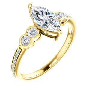 CZ Wedding Set, featuring The Eneroya engagement ring (Customizable Enhanced 5-stone Marquise Cut Design with Thin Pavé Band)