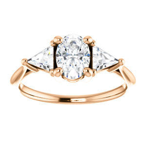 Cubic Zirconia Engagement Ring- The Prisma (Classic Three-Stone Triangle Accent and Oval Cut center)