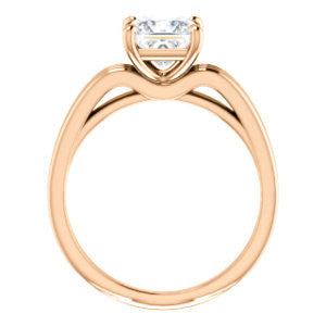 Cubic Zirconia Engagement Ring- The Therese (Customizable Princess Cut Solitaire with Column Motif Double-Grooved-Band)