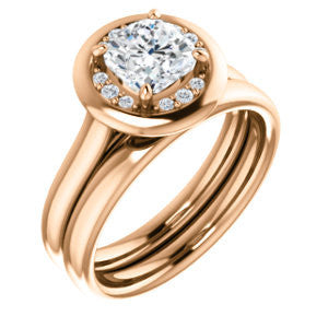 Cubic Zirconia Engagement Ring- The Kajal (Cushion Cut Tapered Faux Bezel Halo)