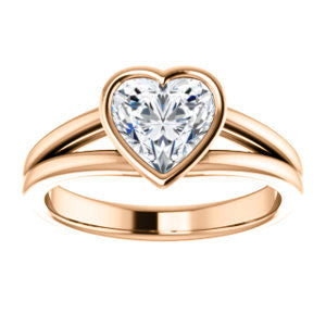 CZ Wedding Set, featuring The Bernadine engagement ring (Customizable Bezel-set Heart Cut with V-Split Band)