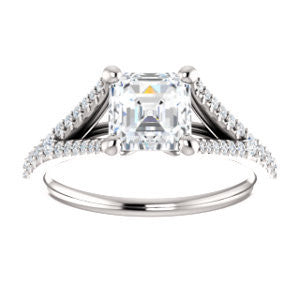 Cubic Zirconia Engagement Ring- The Mailynne (Customizable Asscher Cut Style with Split-Pavé Band)