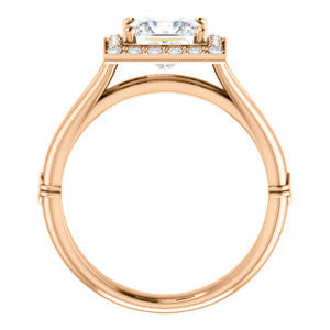 Cubic Zirconia Engagement Ring- The Madison Taylor (Customizable Princess Cut Halo Design with Split Band and Dual Round Side-Knuckle Accents)