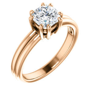 Cubic Zirconia Engagement Ring- The Marnie (Customizable Cushion Cut Solitaire with Grooved Band)