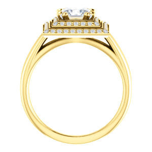 Cubic Zirconia Engagement Ring- The Brielle (Customizable Princess Cut Cathedral Double-Halo with Curved Split-Band)