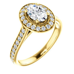 Cubic Zirconia Engagement Ring- The Lorie Ella (Customizable Artisan-Cathedral Oval Cut with Halo and Pavé Accents)