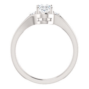 Cubic Zirconia Engagement Ring- The Erma (Customizable Oval Cut 3-stone Style with Small Round Cut Accents and Tapered Split Band)