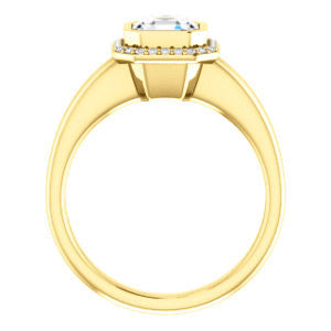 Cubic Zirconia Engagement Ring- The Sloan (Bezel Style Halo and Customizable Asscher Cut Center Stone)