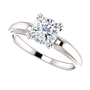 Cubic Zirconia Engagement Ring- The Jodee (Customizable Cathedral-set Cushion Cut Solitaire with Tapered Band)