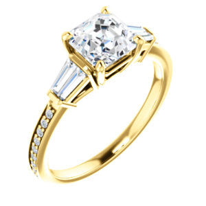 Cubic Zirconia Engagement Ring- The Bhakti (Customizable Enhanced 5-stone Asscher Cut Design with Thin Pavé Band)