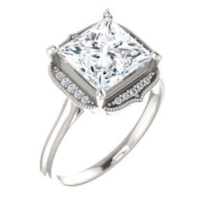 Cubic Zirconia Engagement Ring- The Charleze Isabella (Customizable Princess Cut)