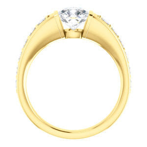 Cubic Zirconia Engagement Ring- The Rosemary (Customizable Cushion Cut Tension Bar Set with Wide Channel/Prong Band)