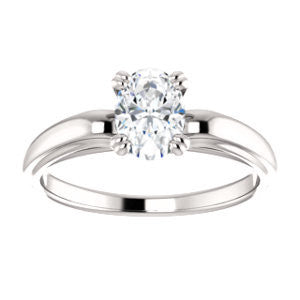 Cubic Zirconia Engagement Ring- The Jodee (Customizable Cathedral-set Oval Cut Solitaire with Tapered Band)
