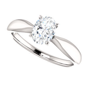 Cubic Zirconia Engagement Ring- The Nyah (Customizable Oval Cut Solitaire with Tapered Bevel Band)