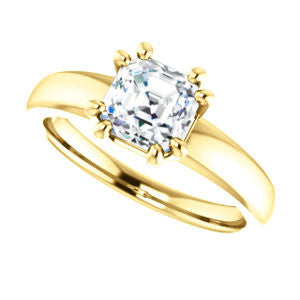 Cubic Zirconia Engagement Ring- The Reba (Customizable 8-pronged Asscher Cut Solitaire with Wide Band)