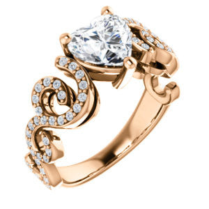 CZ Wedding Set, featuring The Carla engagement ring (Customizable Heart Cut Split-Band Curves)