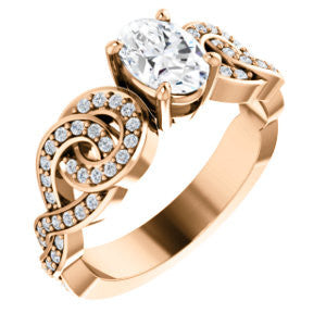 Cubic Zirconia Engagement Ring- The Myra (Customizable Oval Cut Split-Band Knots)