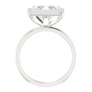 Cubic Zirconia Engagement Ring- The Maura (Customizable Bezel-set Princess Cut Halo Design with Thin Band)