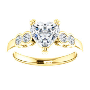 Cubic Zirconia Engagement Ring- The Yucsin (Customizable Heart Cut Five-stone Design with Round Bezel Accents)