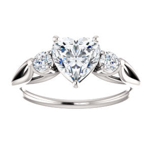 Cubic Zirconia Engagement Ring- The Mahlia (Customizable 3-stone Design with Heart Cut Center, Round Accents and Split Band)