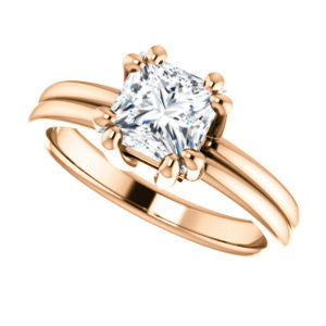 Cubic Zirconia Engagement Ring- The Marnie (Customizable Princess Cut Solitaire with Grooved Band)