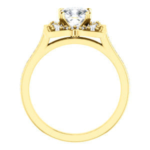 Cubic Zirconia Engagement Ring- The Lucinda (Customizable Cushion Cut Halo-Clover Style with Thin Pavé Band)