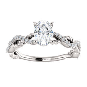 Cubic Zirconia Engagement Ring- The Janneth (Customizable Oval Cut Design with Twisting Rope-Pavé Split Band)