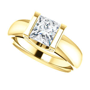 Cubic Zirconia Engagement Ring- The Tory (Customizable Cathedral-style Bar-set Princess Cut Ring with Prong Accents)
