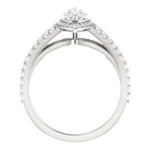 Cubic Zirconia Engagement Ring- The Azul (Customizable Marquise Cut Style with Cathedral-Halo and Split-Pavé Band)