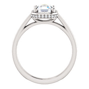Cubic Zirconia Engagement Ring- The Juana (Customizable Cathedral-raised Asscher Cut Design with Halo Accents and Under-Halo Style)