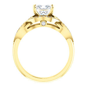 Cubic Zirconia Engagement Ring- The Bannely (Customizable Princess Cut Semi-Halo Style with Split-Pavé Band and Peekaboo Accents)
