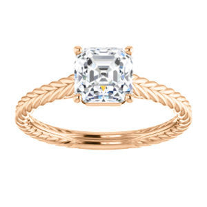 Cubic Zirconia Engagement Ring- The Florence (Customizable Cathedral-set Asscher Cut Solitaire with Vintage Braided Metal Band)