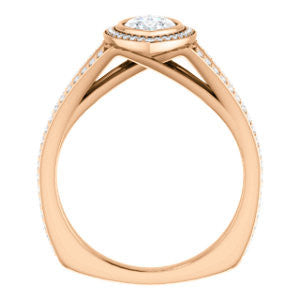 Cubic Zirconia Engagement Ring- The Maritza (Customizable Bezel-Halo Marquise Cut Style with Pavé Split Band & Euro Shank)