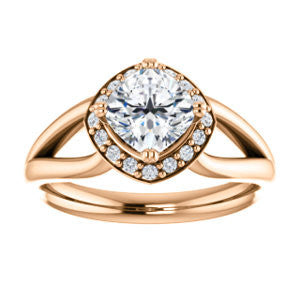 Cubic Zirconia Engagement Ring- The Nancy Avila (Customizable Halo-Accented Cushion Cut Design with Wide Split-Band)