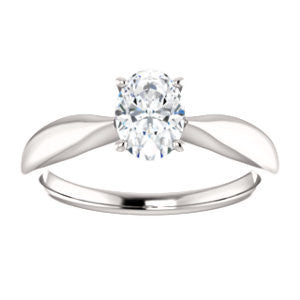 Cubic Zirconia Engagement Ring- The Nyah (Customizable Oval Cut Solitaire with Tapered Bevel Band)