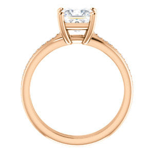 Cubic Zirconia Engagement Ring- The Rikki (Customizable Princess Cut Design with Double-Grooved Pavé Band)